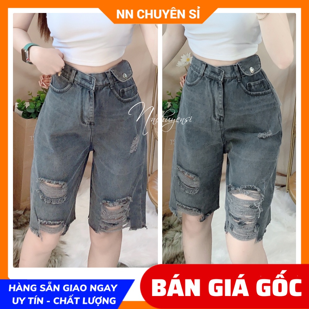 Quần baggy jean ngố nữ 🛑 Quần ngố nữ chất jean rách phối lưng kiểu dễ thương 🛑 Quần lửng nữ 🛑 Quần jean ngố 🛑 N04 🛑