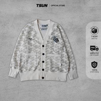 Áo Khoác Nỉ TSUN Pattern Cardigan - [UNISEX] - Thêu - Màu Kem