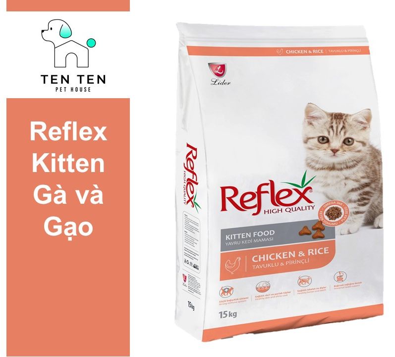 Hạt reflex kitten cho mèo con vị gà gạo-túi 1kg