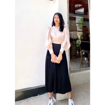 Chân Váy Quạt Dập Ly Midi Vintage