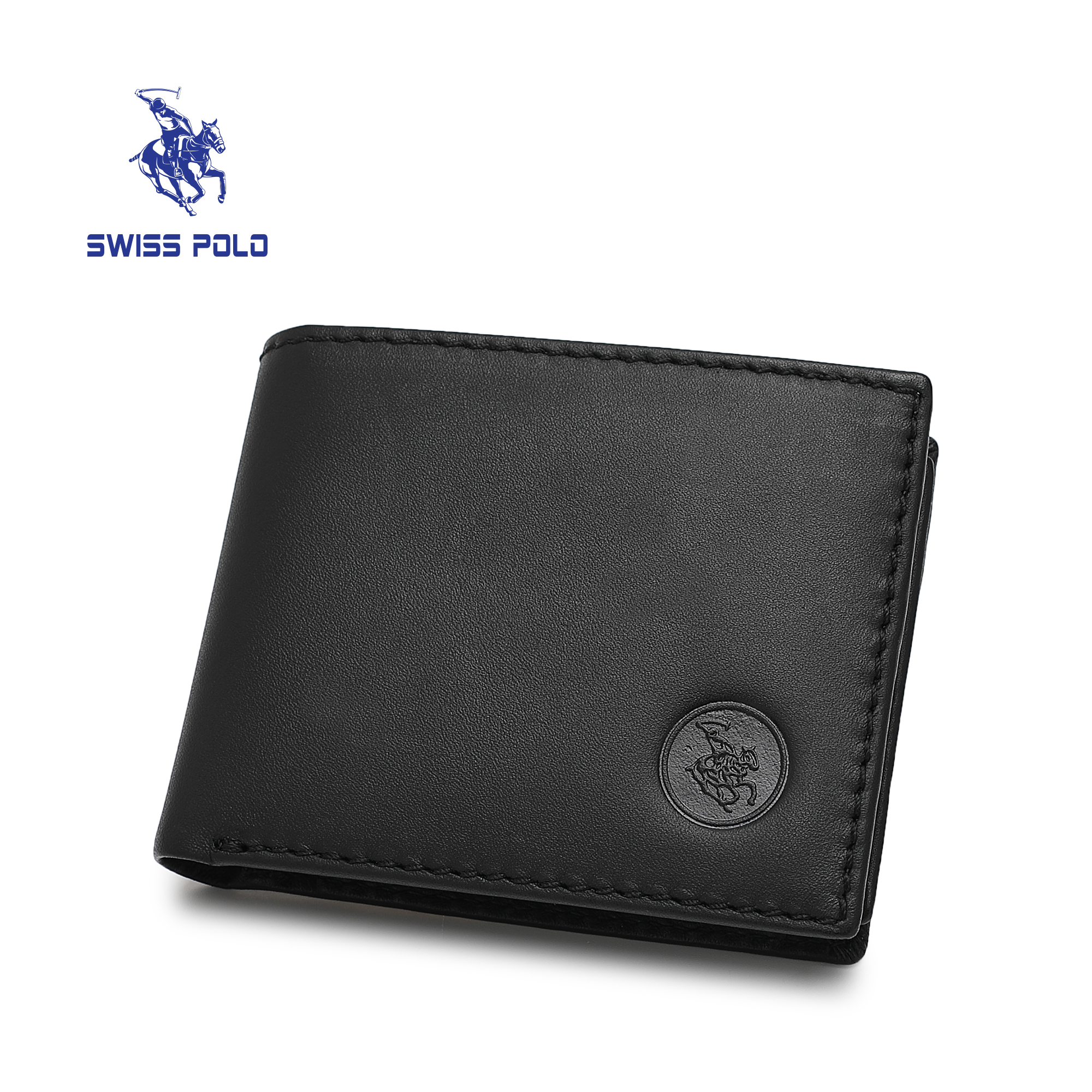 SWISS POLO Genuine Leather RFID Short Wallet SW 180-4 BLACK