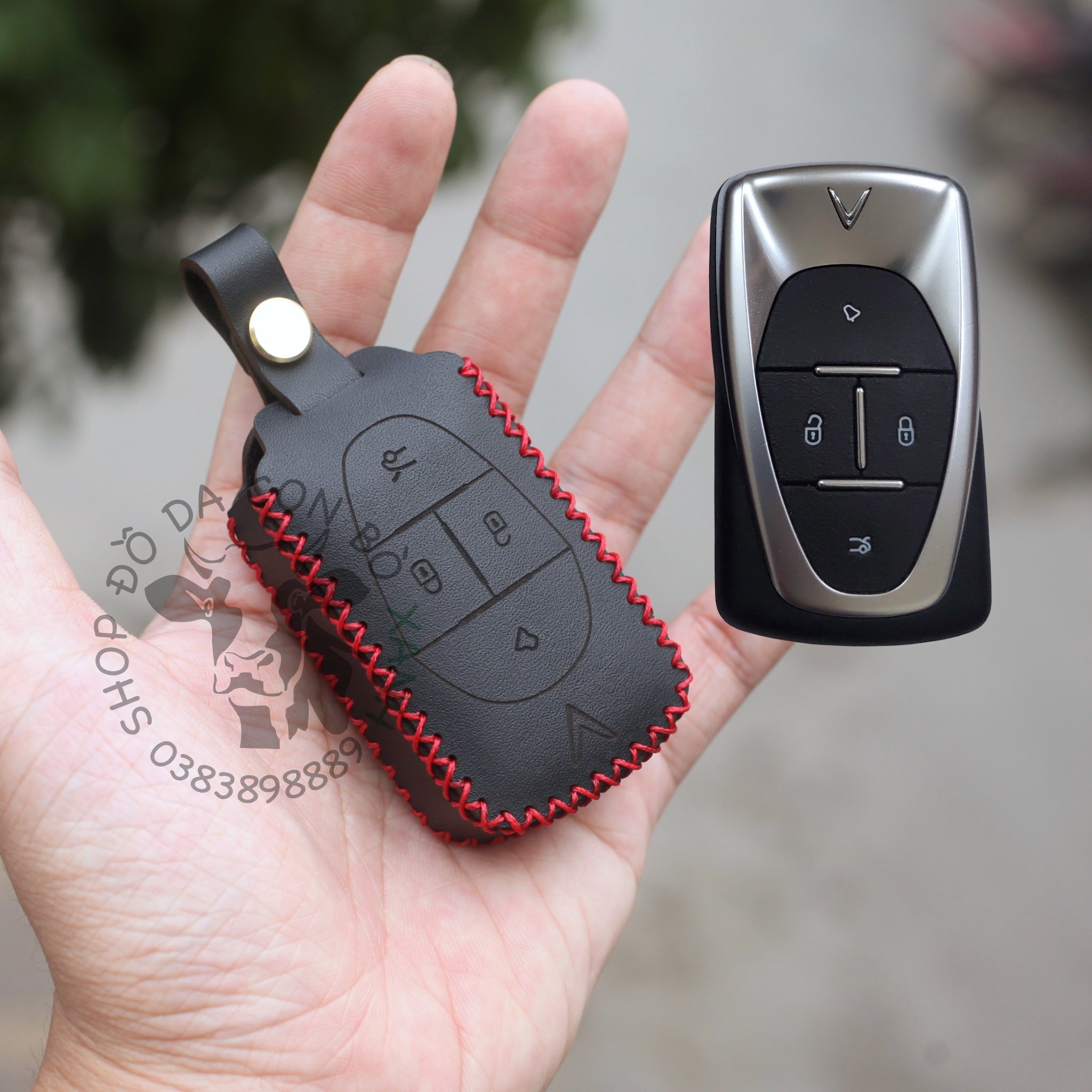 Bao da chìa khoá Vinfast E34, VF E34, VF 8, VF 9, VF8, VF9 xe điện VFE34 handmade da thật 003