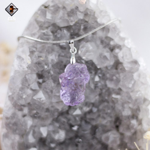 DÂY CHUYỀN ĐÁ THẠCH ANH tím phong thủy  di lặc, tỳ hưu