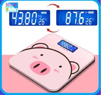 Cân Điện Tử Mặt Gương Loại Tốt Chịu Lực Lên Tới 180Kg, Cân Điện Tử Mini Cân Sức Khỏe, Cân Điện Tử Hình Heo