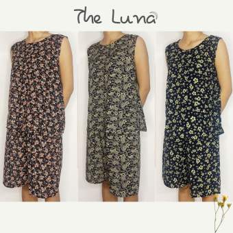 Đồ bộ trung niên mặc nhà cho mẹ, cho bà, cho người già vải tole lanh thoáng mát quần lửng áo sát nách LUNA