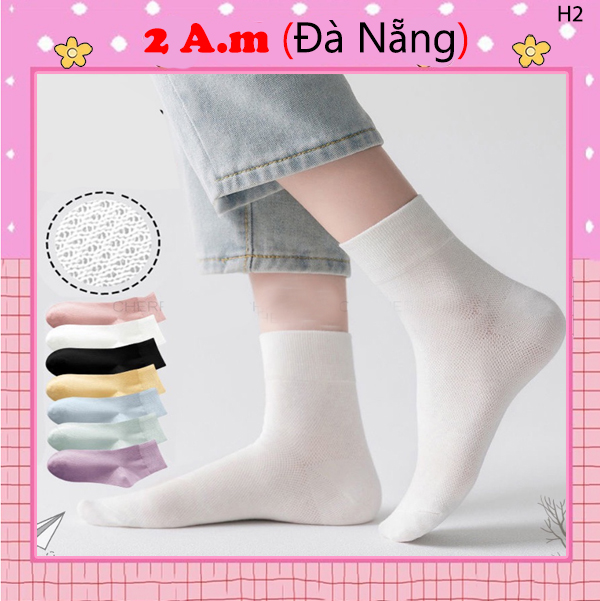 Tất Vớ Cổ Ngắn Nữ Trơn Nhiều Màu Đẹp Vải Cotton