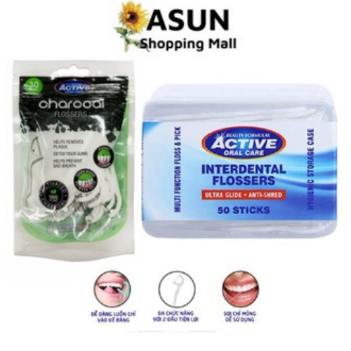 Tăm Chỉ Nha Khoa Beauty Formulas Active Oral Care Interdental Flossers (50 Cây, 30 Cây)