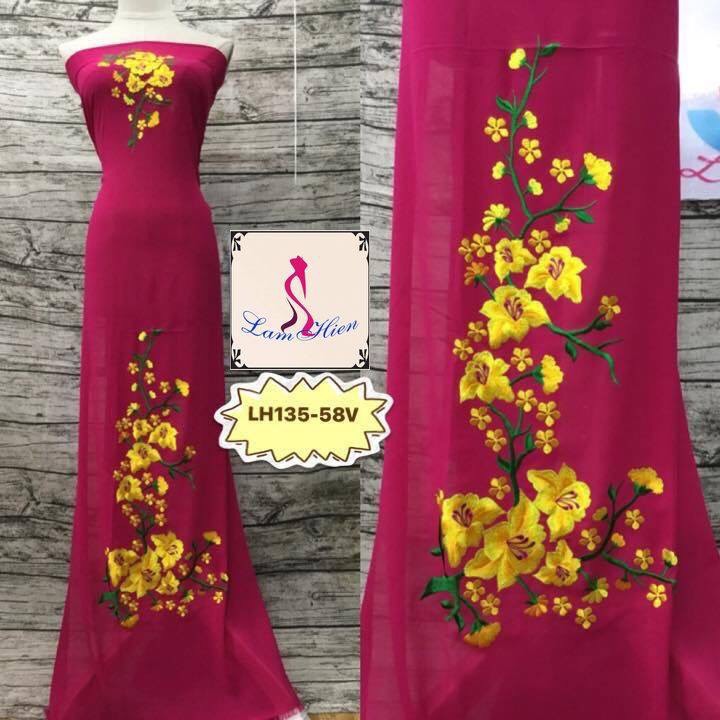 Lam Hiền-Vải áo dài thêu LH135. Rẻ, đẹp, thời trang