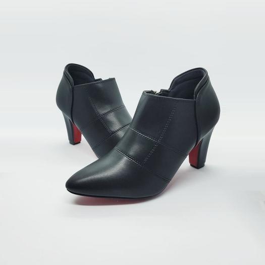 Giày boot bốt nữ cổ thấp 7 phân màu đen thời trang hàng hiệu rosata ro27