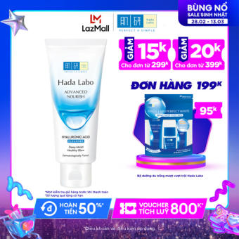Kem rửa mặt dưỡng ẩm tối ưu Hada Labo Advanced Nourish Hyaluronic Acid Cleanser 80g