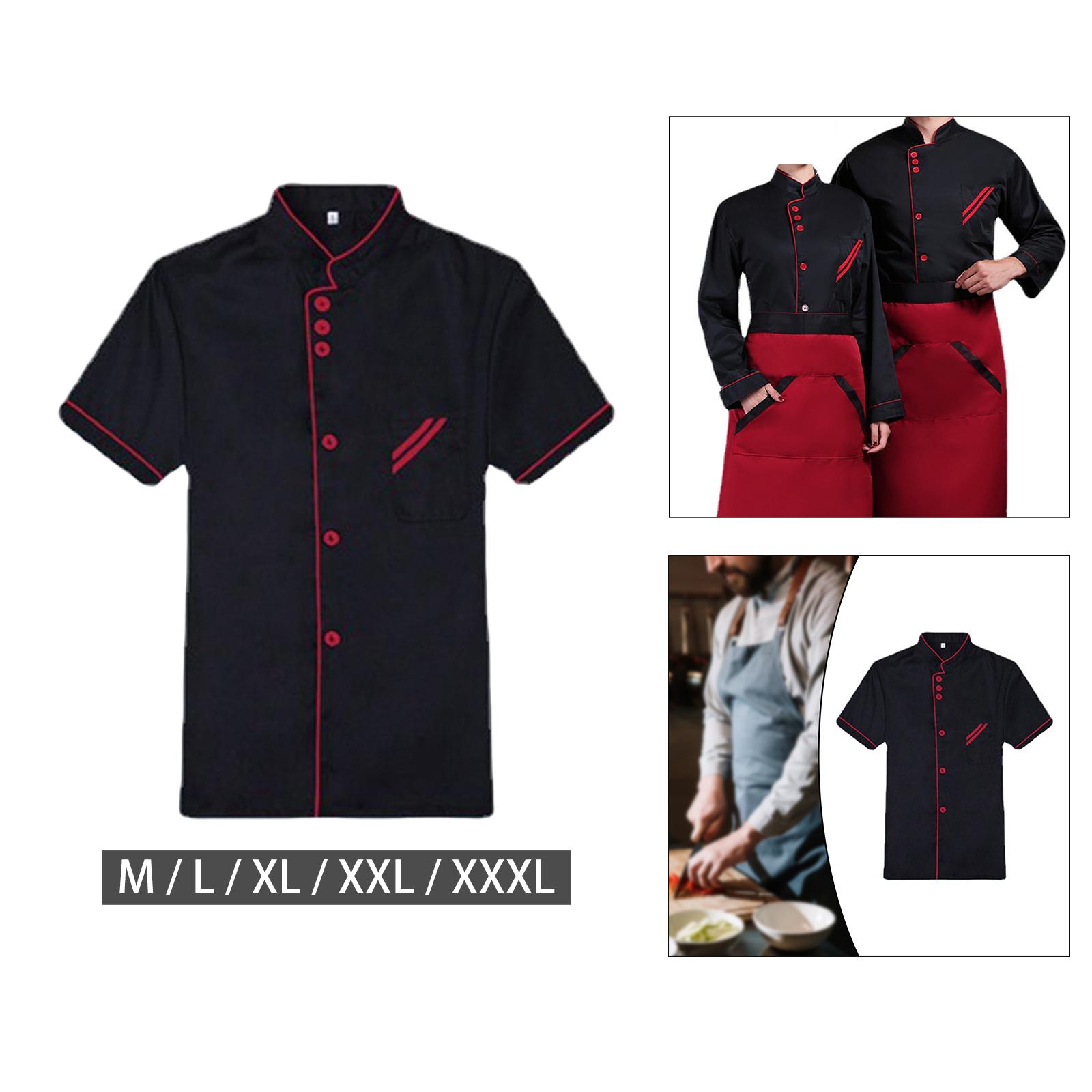 Men Women Chef Jacket Shirt Apparel Summer Short Sleeve Top Waiter Waitress Chef Uniform Workwear Chef Clothes for Cafe Catering
