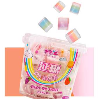 Kẹo cuộn trái cây / nước ép trái cây 7 sắc cầu vồng siêu dài mềm hương vị tuổi thơ