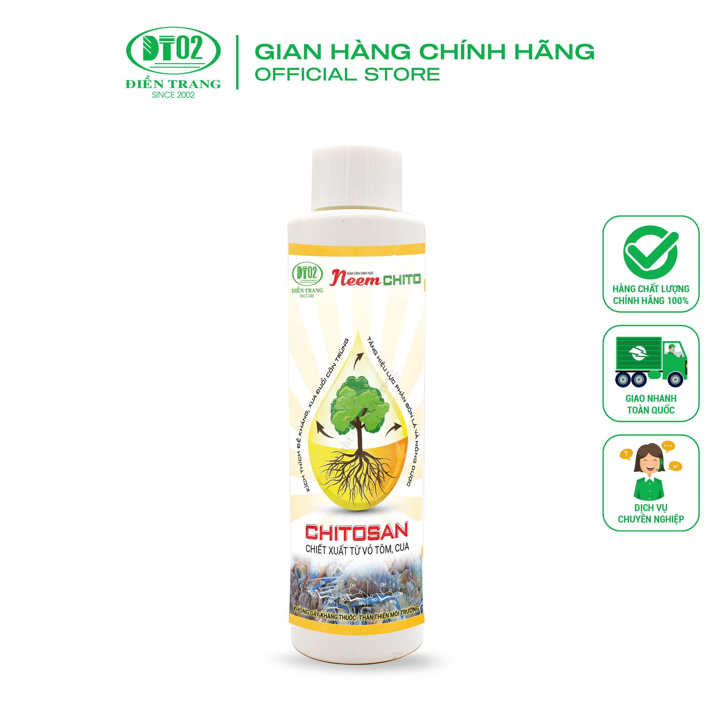 Bám dính sinh học Neem Chito 150ml - Giúp kháng khuẩn giúp hạn chế bệnh thối nhũn, đốm lá, cháy lá, héo xanh