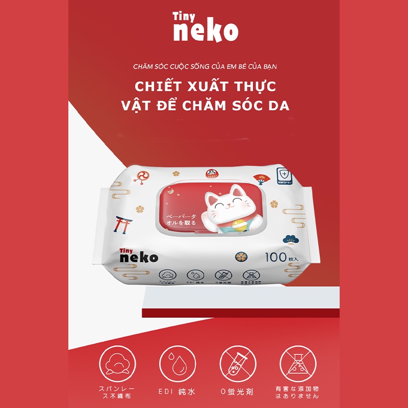 Khăn ướt trẻ em tiny neko bịch 40/100psc