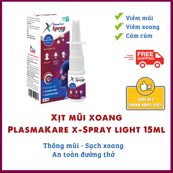 Xịt mũi xoang PlasmaKare X-Spray Light 15ml: Giảm nhanh nghẹt mũi, sổ mũi, viêm mũi, viêm xoang [Chính hãng]