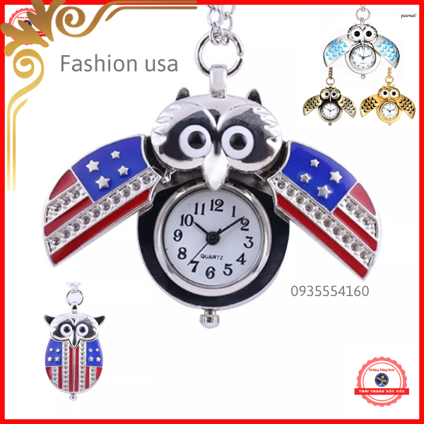 Đồng hồ nam nữ bỏ túi hình chim cú fashion usa