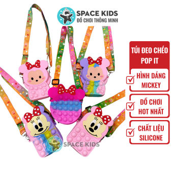 Túi đeo chéo cho bé gái, túi đeo chéo pop it cho trẻ em hình Mickey mouse (túi bóp ít)