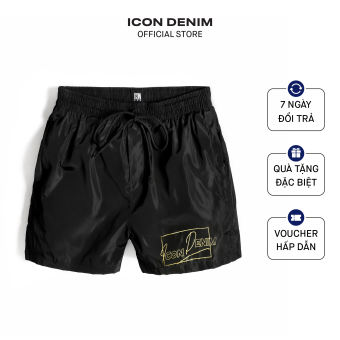 Quần short nam thể thao ICON DENIM Signature In Black vải Dù QSEC0006