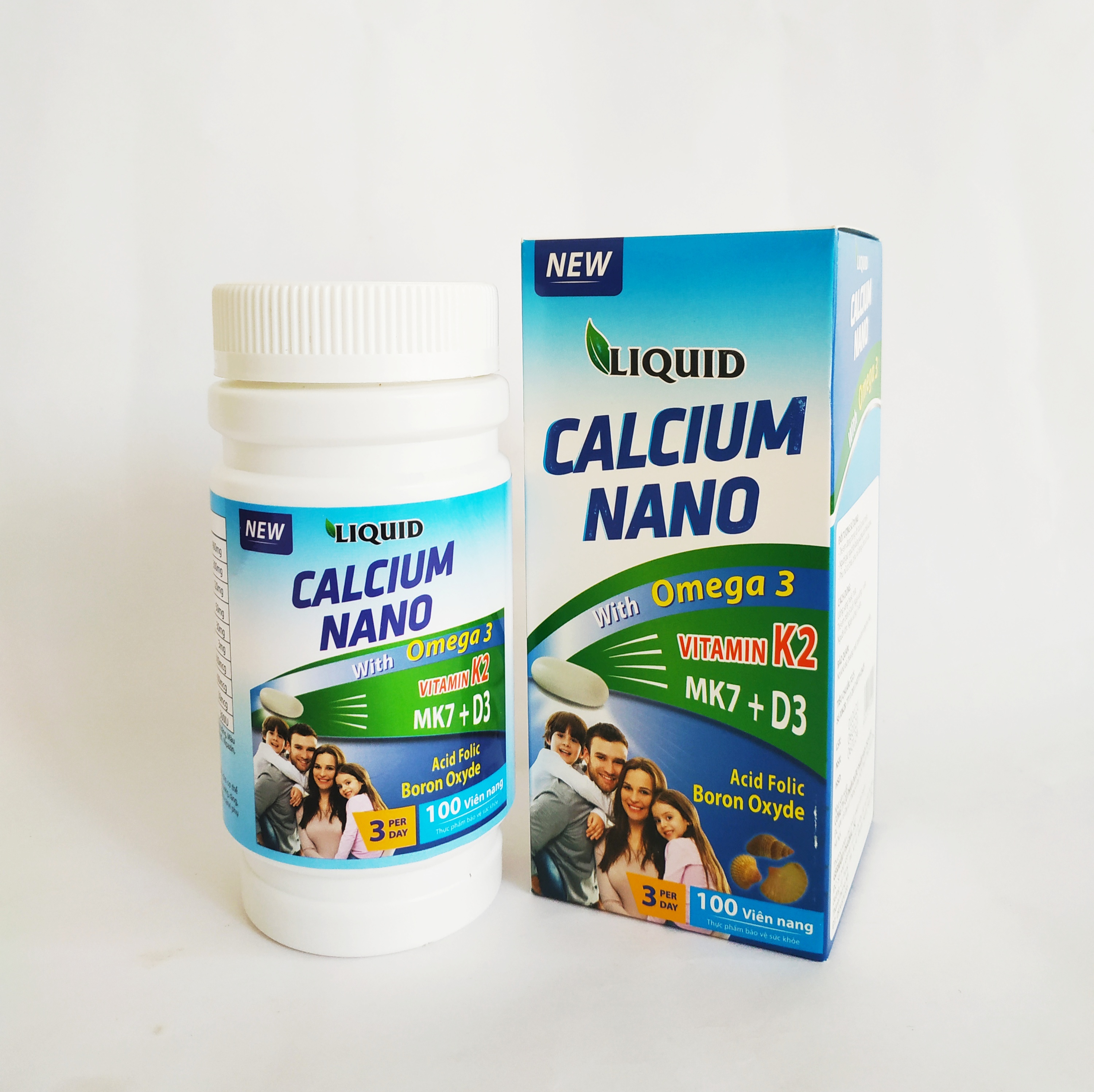 Viên Uống Bổ Sung Canxi Nano, D3, Vitamin K2 (Mk7), Omega 3 Cho Mọi Đối Tượng – Liquid Calcium Nano With Omega3 – Lọ 100 Viên