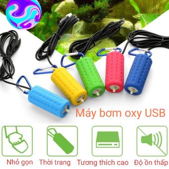 Máy tạo oxy máy bơm oxi hồ cá mini siêu êm dùng cổng USB dùng sạc dự phòng sạc điện thoại