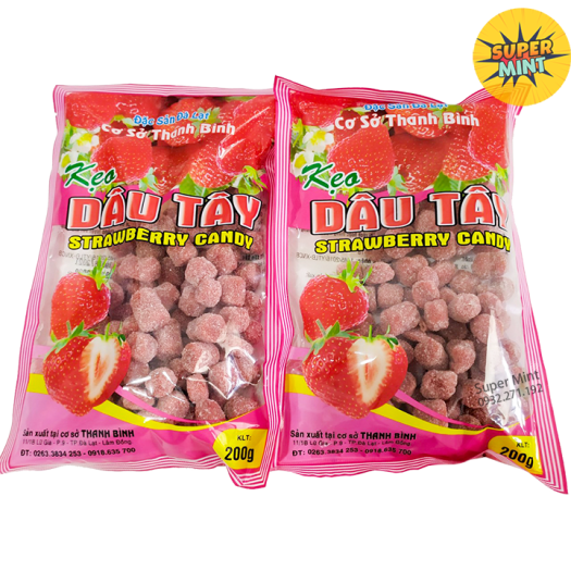 200g Kẹo dâu tây - Mứt dâu tây - Đặc sản Đà Lạt - Ô mai dâu tây