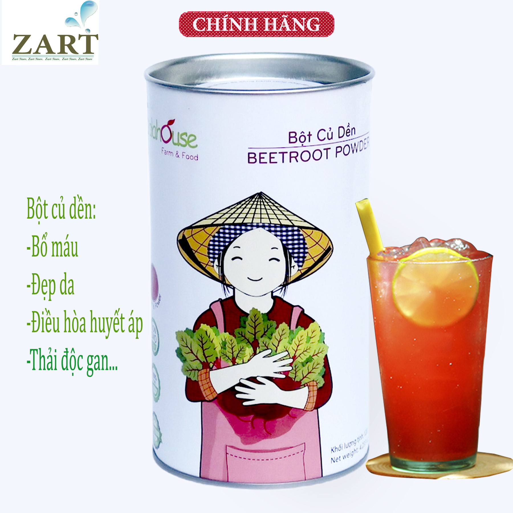 Bột củ dền khô nguyên chất sấy lạnh dalahouse bồi bổ cơ thể _ lon 120g