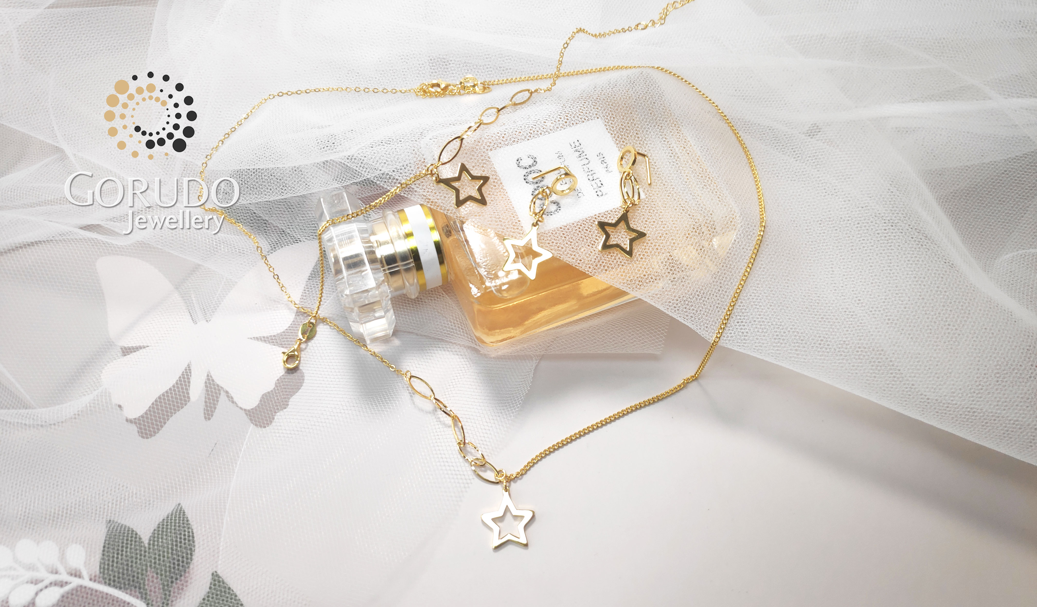 Gorudo Jewellery 999 Pure Gold Glow Star Pendant With Chain + Bracelet + Earring ( Jewellery Set ) · v3