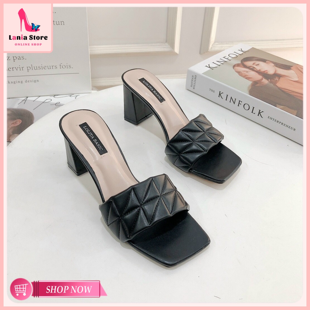 Guốc dép cao gót nữ 9P vân thêu cao cấp thiết kế sang trọng lên chân tôn giáng [Hình Thật Shop Tự Chụp] Size 35-39 Lania Store - MG12 - 3