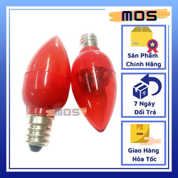 Bóng led trái ớt e12 phú quý màu đỏ hàng chính hãng ⚡⚡1 đổi 1⚡⚡ mos shop