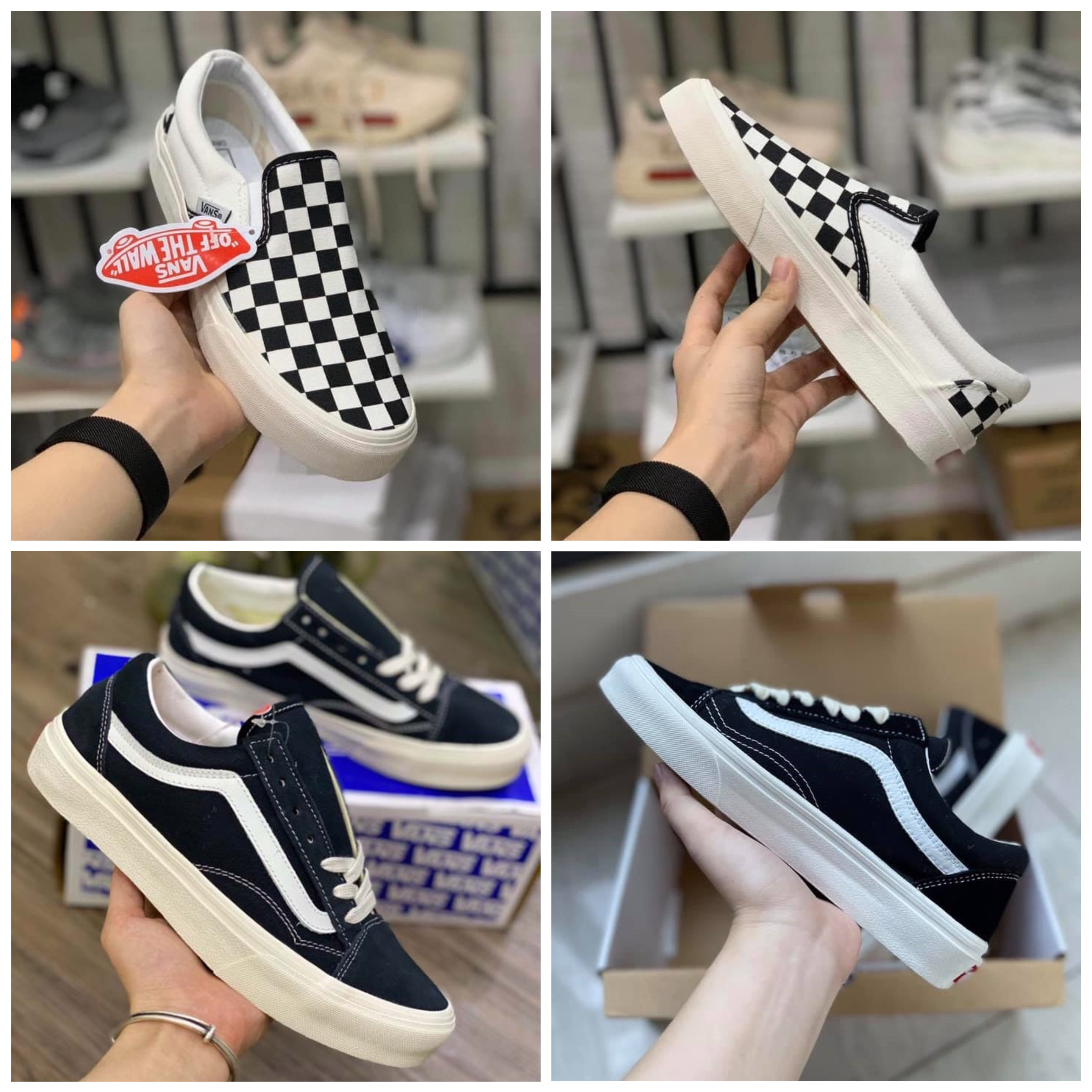 Giày thể thao sneaker 𝐕𝐀𝐍𝐒 vaul caro, 𝐕𝐀𝐍𝐒 vaul old skool đen cực hot