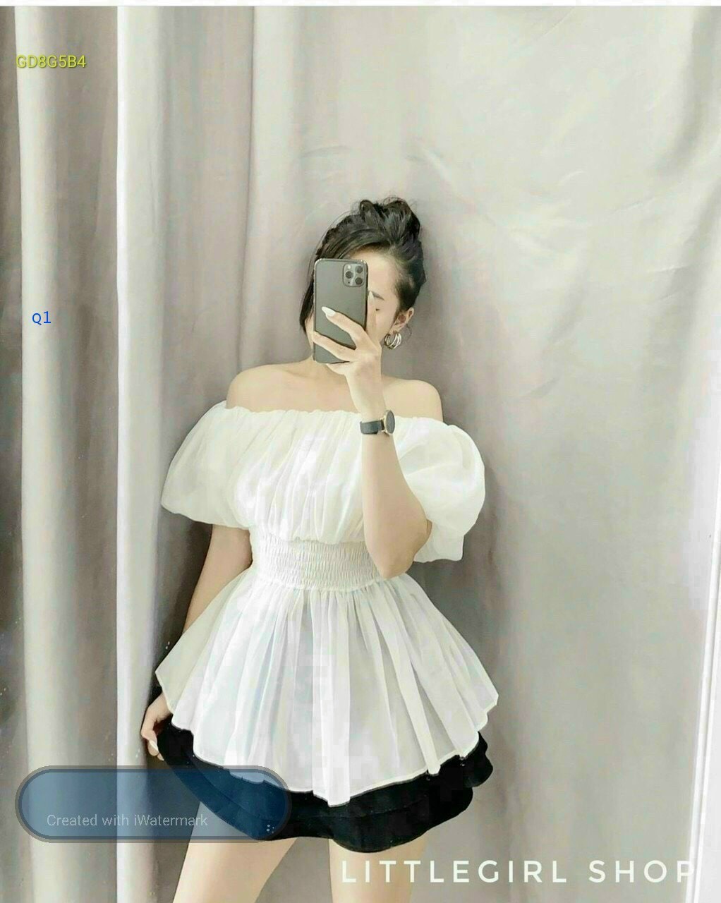 Áo trễ vai nhún eo,áo trễ vai tiểu thư sang chảnh,ly store