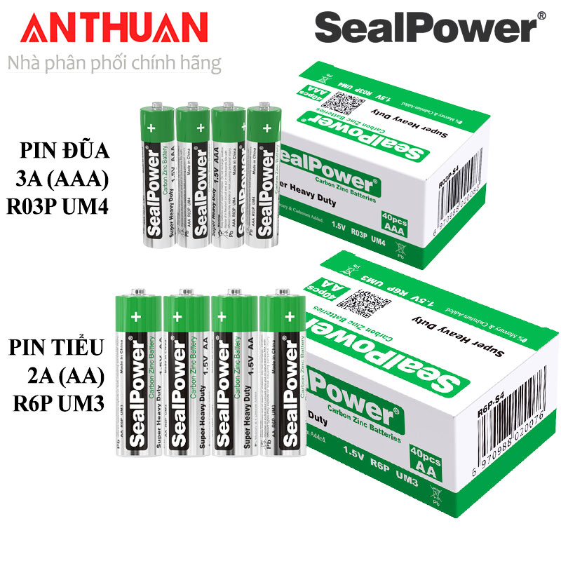 [BÁN CHẠY] Pin AA,AAA chất lượng cao SealPower Carbon Zinc 1.5V R6P, R03P hạn dung cao, an toàn, thông dụng.
