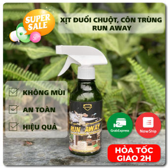 Chai xịt đuổi chuột Run away tặng kèm vòi xịt, Xịt đuổi chuột Run Away -Thuốc xịt Không mùi, an toàn - Xua đuổi chuột, gián, côn trùng , chỉ sau 1 lần xịt
