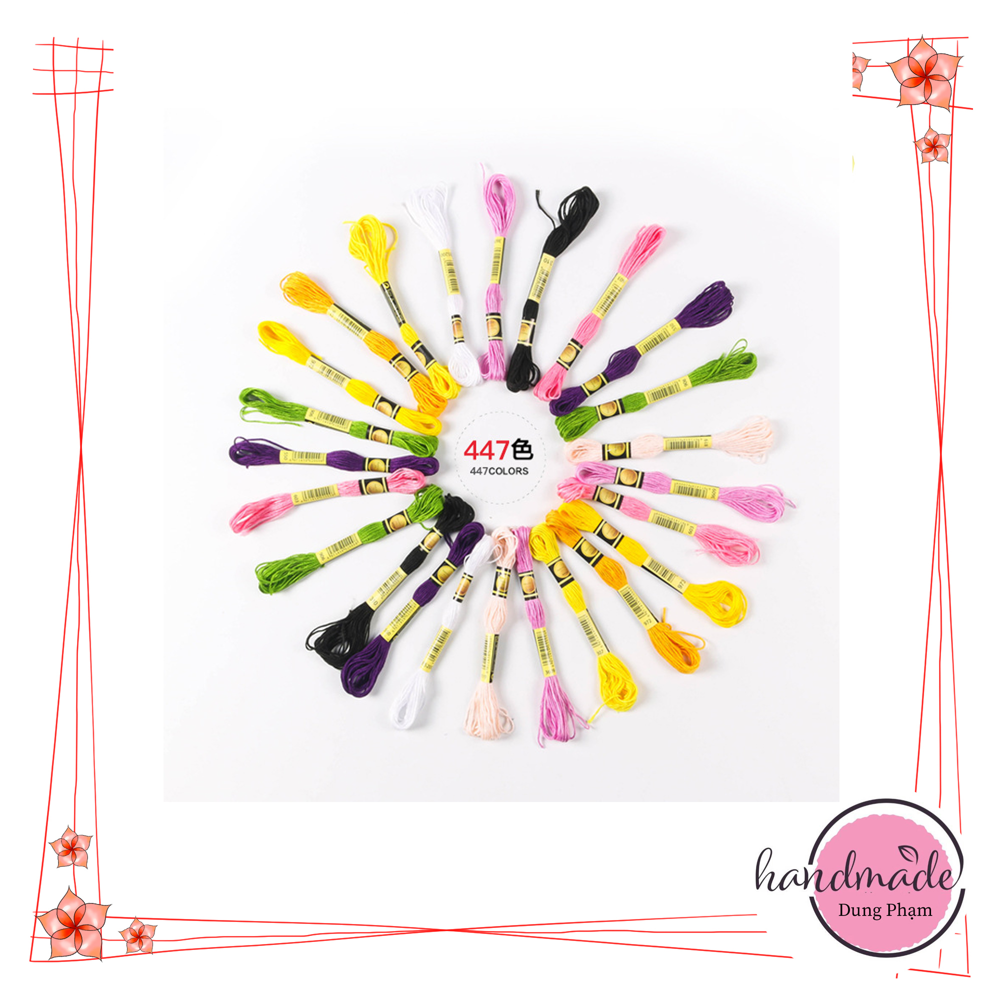 Chỉ thêu dc - cxc full 447 màu, chỉ cotton không phai