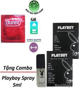 Combo 1 Bcs durex tặng 2 chai xịt hỗ trợ Play boy 5ml