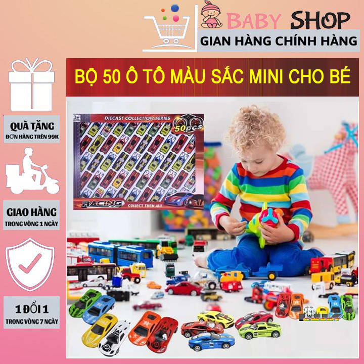 Đô chơi trẻ em, set 50 ô tô màu sắc mini cho bé, ô tô mini cho bé, bộ đồ chơi 50 chiếc ô tô mô hình xe đua , set 50 oto màu sắc mini cho bé vui chơi