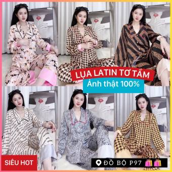 pijama tay dài lụa latin cao cấp mềm mịn mát chuẩn hàng shop, pijama nữ giá tận xưởng đồ bộ p97 hỗ trợ freeship