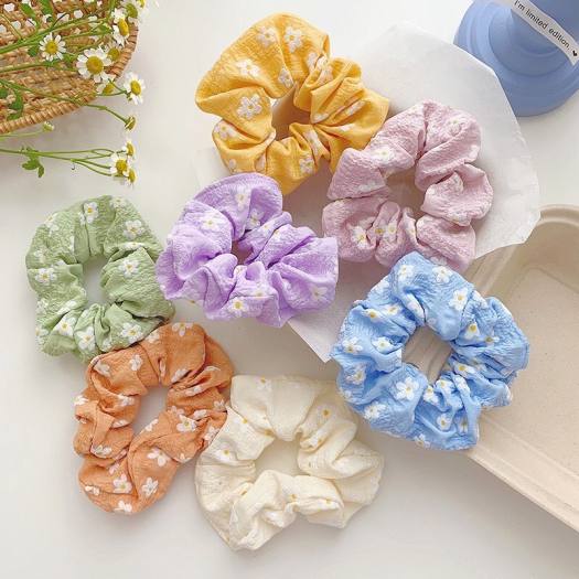 Dây cột tóc vải scrunchies quả bơ, đồ buộc tóc crunchies avocado phụ kiện tóc