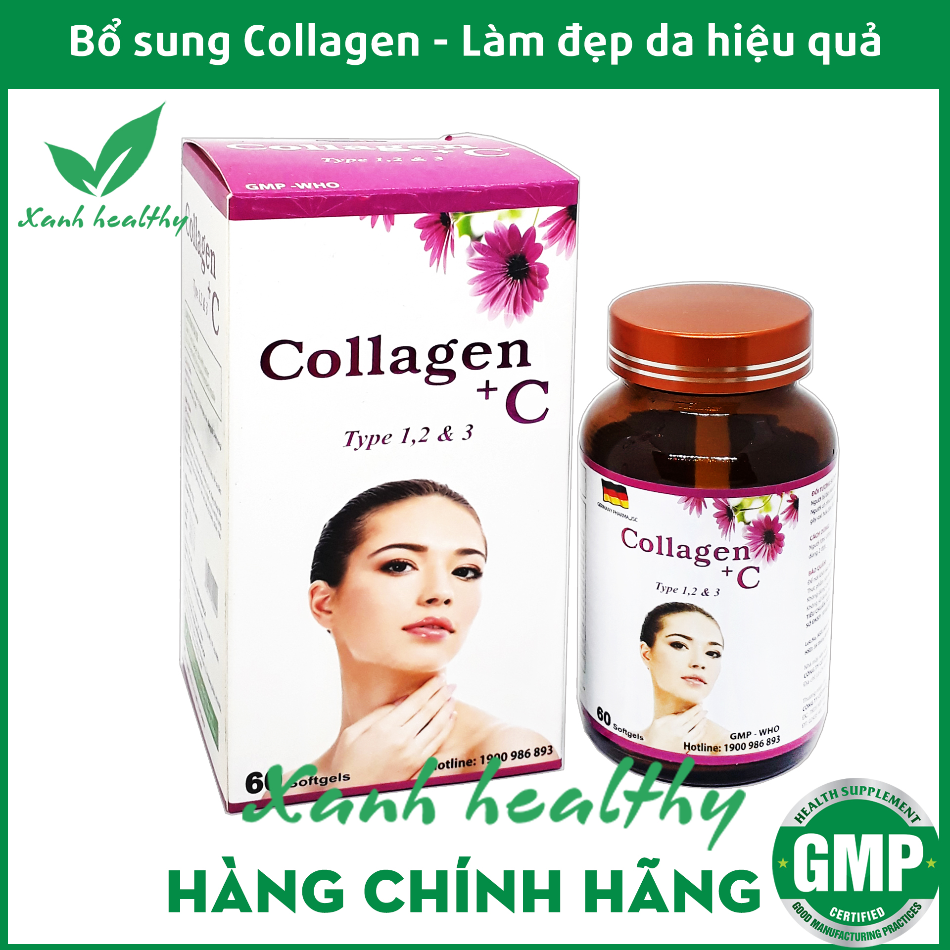 Viên uống giảm tàn nhang COLLAGEN tuýp 1,2,3 - Hàng chính hãng - giúp trắng da, đẹp da giảm nám, sạm da, khô da, giúp da mịn màng, căng tràn sức sống - Hộp 60 viên Chuẩn GMP