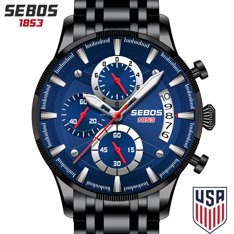 Đồng Hồ Nam SEBOS 8855  USA, Hàng Chuẩn USA Chống Nước Tốt,