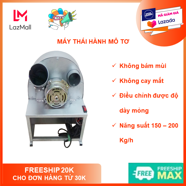 Máy thái hành, tỏi, riềng, sả, gừng motor cao cấp - máy thái lát củ quả chạy bằng motor điện