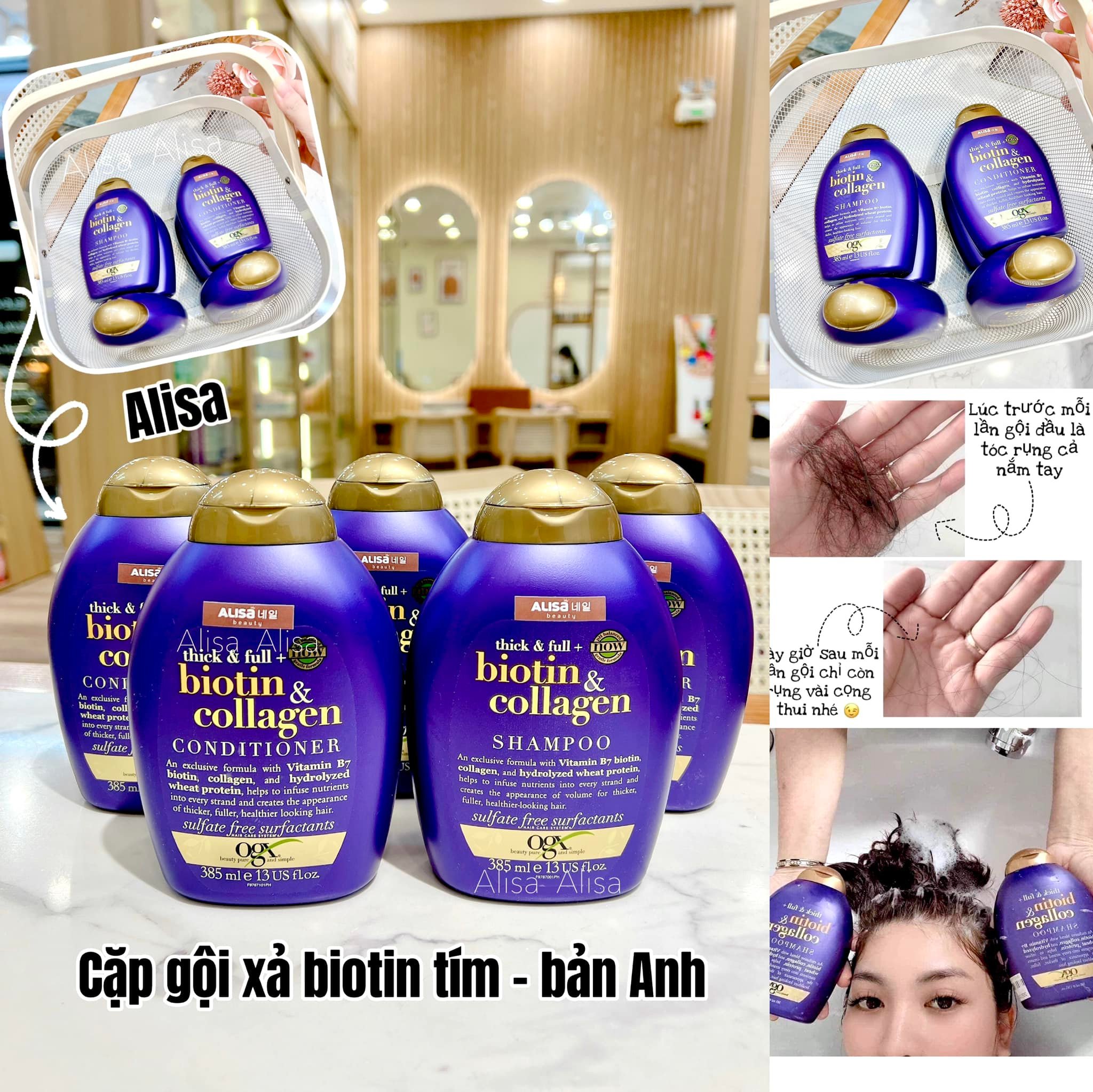 Set dầu gội biotin tím của uk 385ml - alisa