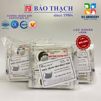 Khẩu trang y tế than hoat tính 4 lớp Bảo Thạch kháng khuẩn cao cấp màu xám bịch 10 - 50 cái