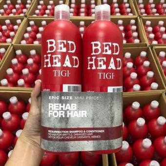 Bộ đôi dầu gội và dầu xả TIGI suôn và  mềm mại, Dầu gội xả TIGI BED HEAD 750ml (màu đỏ) cho tóc hư tổn