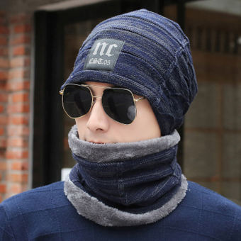 BEAUTYBIGBANG bộ Khăn Quàng Cổ Mũ Beanie Mũ Len Dệt Kim Ấm Áp Và Khăn Quàng Cổ Mũ Mùa Đông Ấm Áp Cho Nam Và Nữ