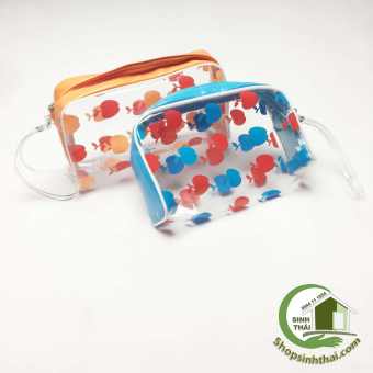 Túi ví nhựa trong suốt đựng mỹ phẩm bút viết đồ cột tóc - bóp nhựa lớn 20 x 15cm