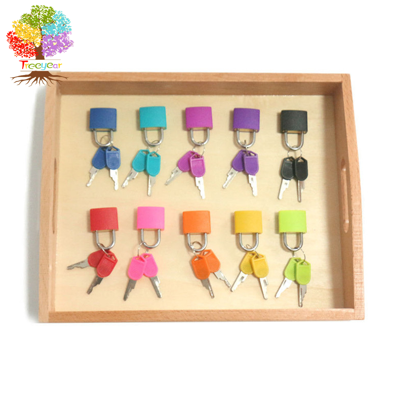 Treeyear Bộ Khóa Khay Montessori Bằng Gỗ Cho Trẻ Em Đồ Chơi Cảm Giác Giáo Dục Cho Trẻ Em Vật Liệu Cảm Biến Mầm Non Montessori Juguetes Học Tập Sớm Montessori