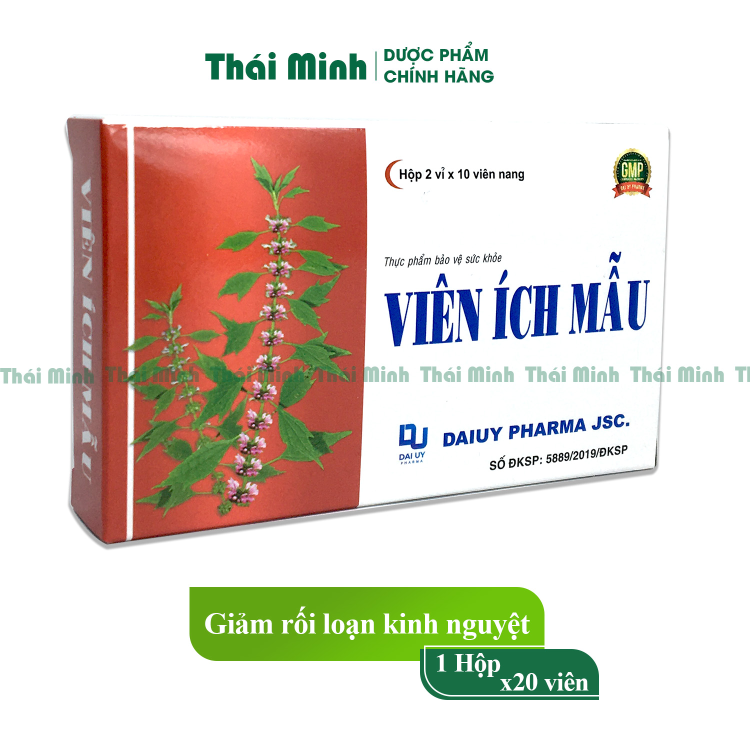 Viên uống Ích Mẫu Hộp 20 viên - Bổ huyết Điều Kinh giảm rối loạn kinh nguyệt Đ.Y