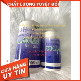 Tinh dầu serum phục hồi phủ lụa 1000ml pha hoá chất uốn duỗi nhuộm phủ bóng TVF màu xanh [FREESHIP] bảo vệ tóc bóng tóc