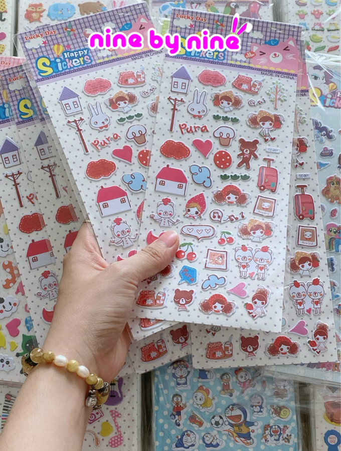 Sticker nổi trang trí sổ vở, bình nước